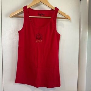 Betty Boop Vintage Y2K Embroidered Tank Top. Color: Red. Size: Small.